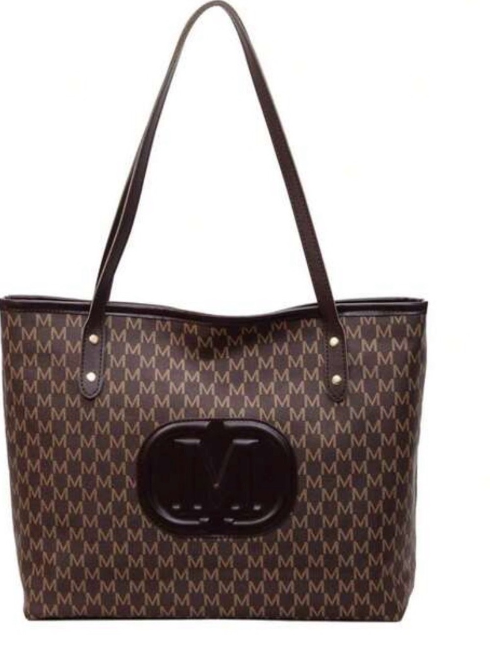 Brown Monogram Tote Bag with Long Straps